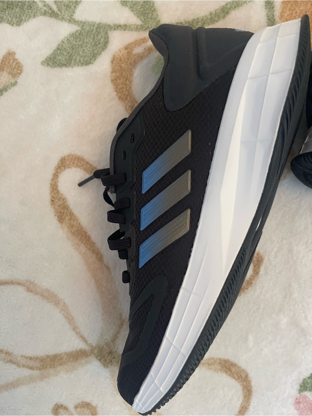 Women’s Black Adidas Duramo Athletic Running Shoe with White Sole